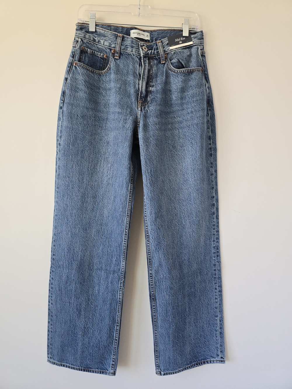 Abercrombie & Fitch Curve Love  Wide Leg Jeans Womens 26 Mid Wash NWT